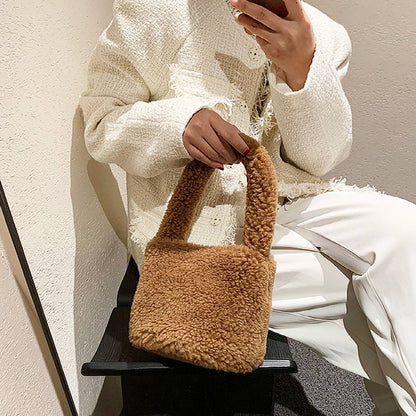 Solid Teddy Mini Bucket Bag