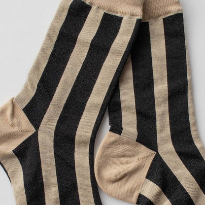 Glitter Vertical Striped Crew Socks - Set of Two