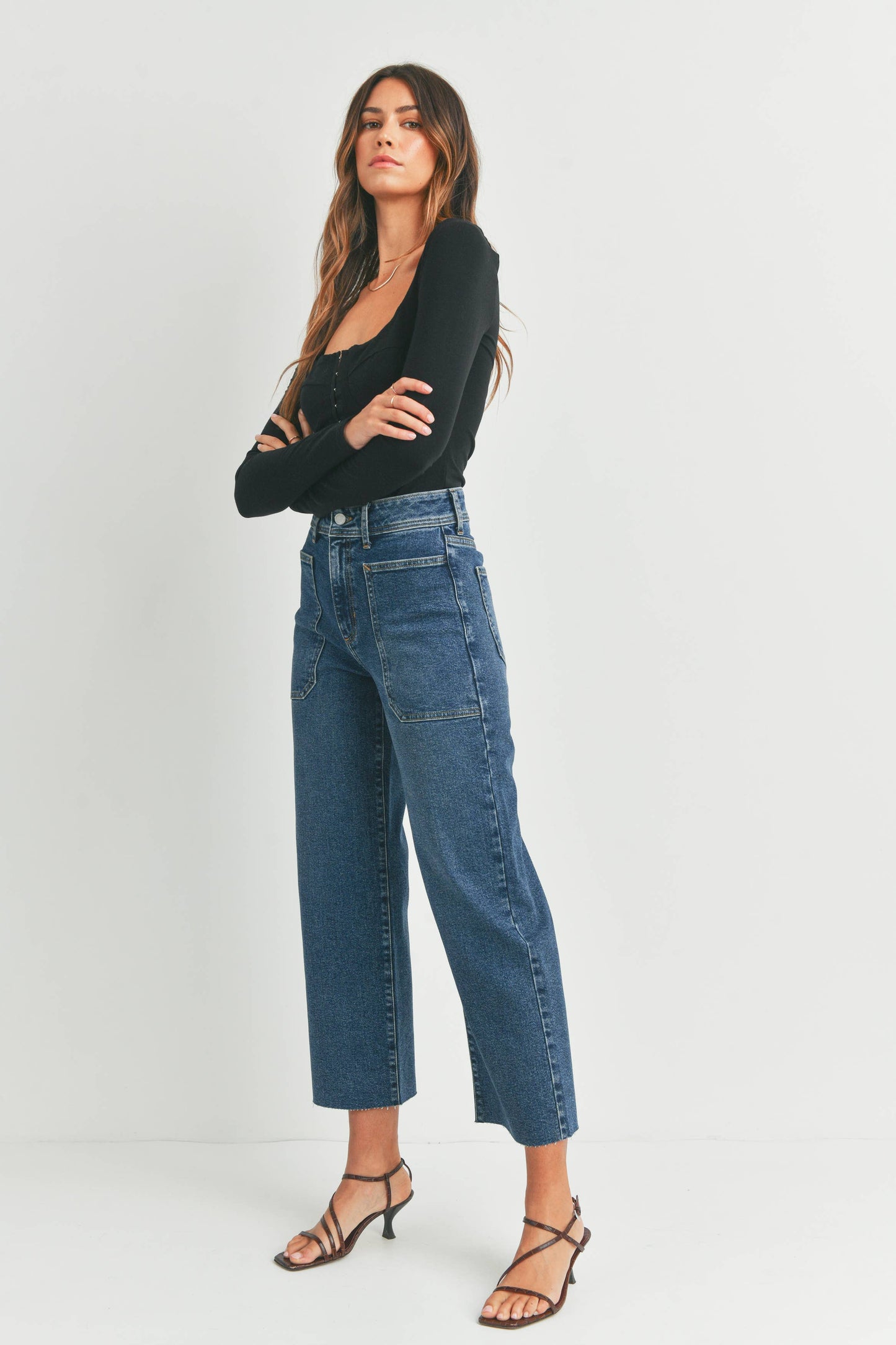 Denim High Rise Utility Wide Leg