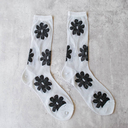 Vintage Glitter Flower Socks