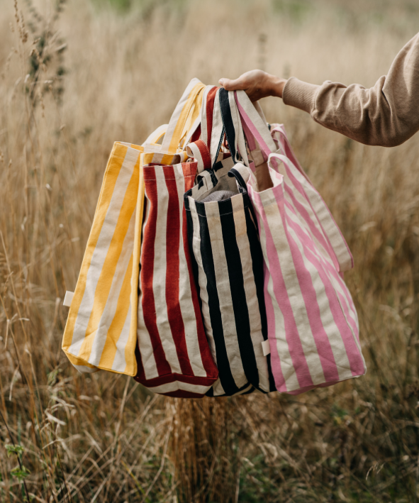 OMOM Striped Tote Bag - Black