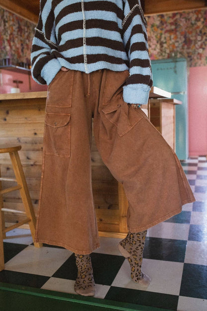 Cargo Cascade Wide Leg Pants - Copper