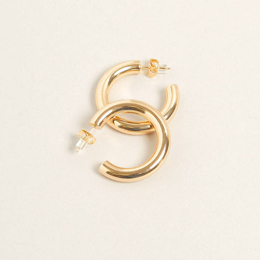 Large 14K Gold Dipped Post Hoop Earrings