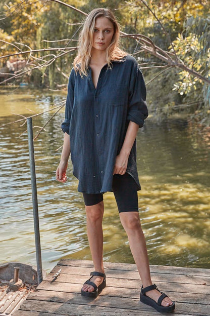 Rhea Gauze Collar Tunic