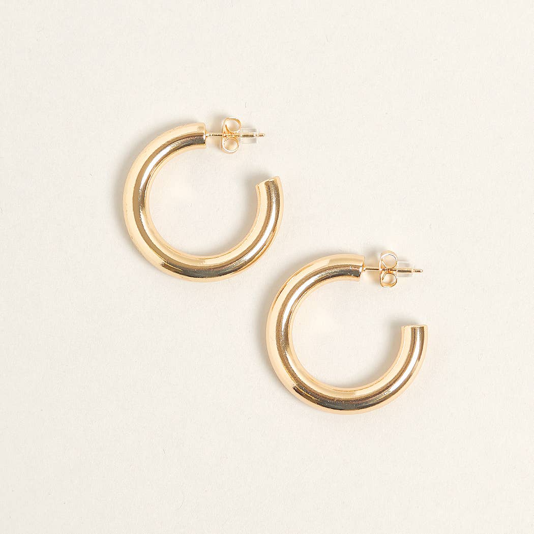 Large 14K White Gold Dipped Post Hoop Earrings