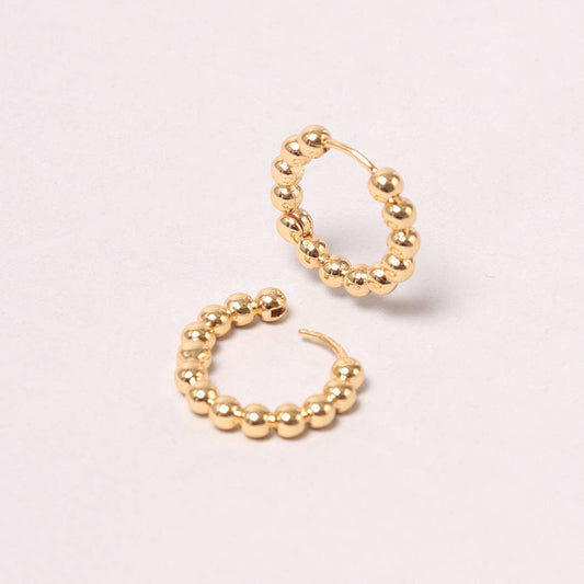 14K Gold-Dipped Ball Hoop Earring