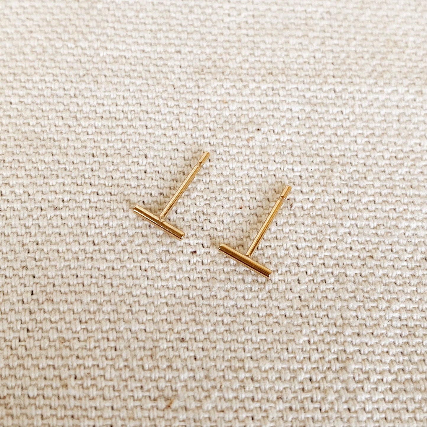 14k Gold Filled Petite Bar Stud Earrings