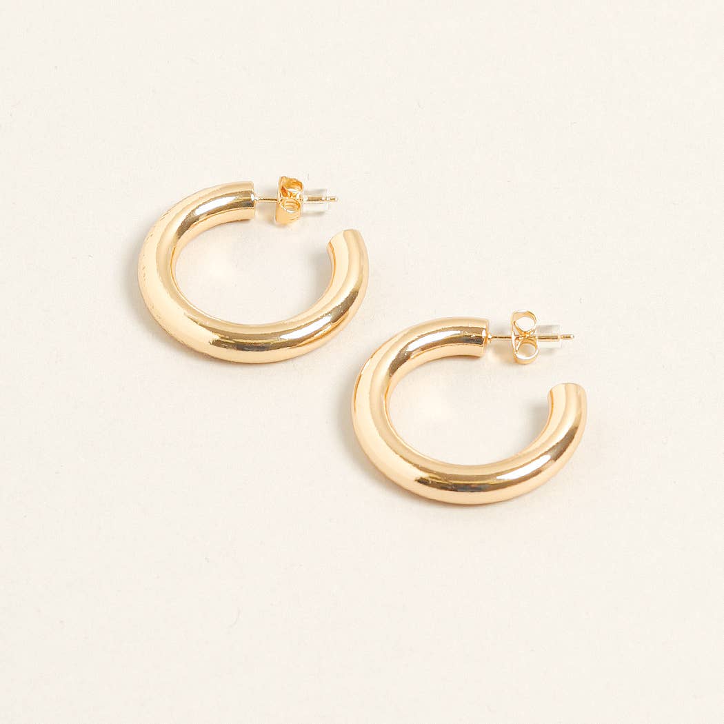 Large 14K White Gold Dipped Post Hoop Earrings