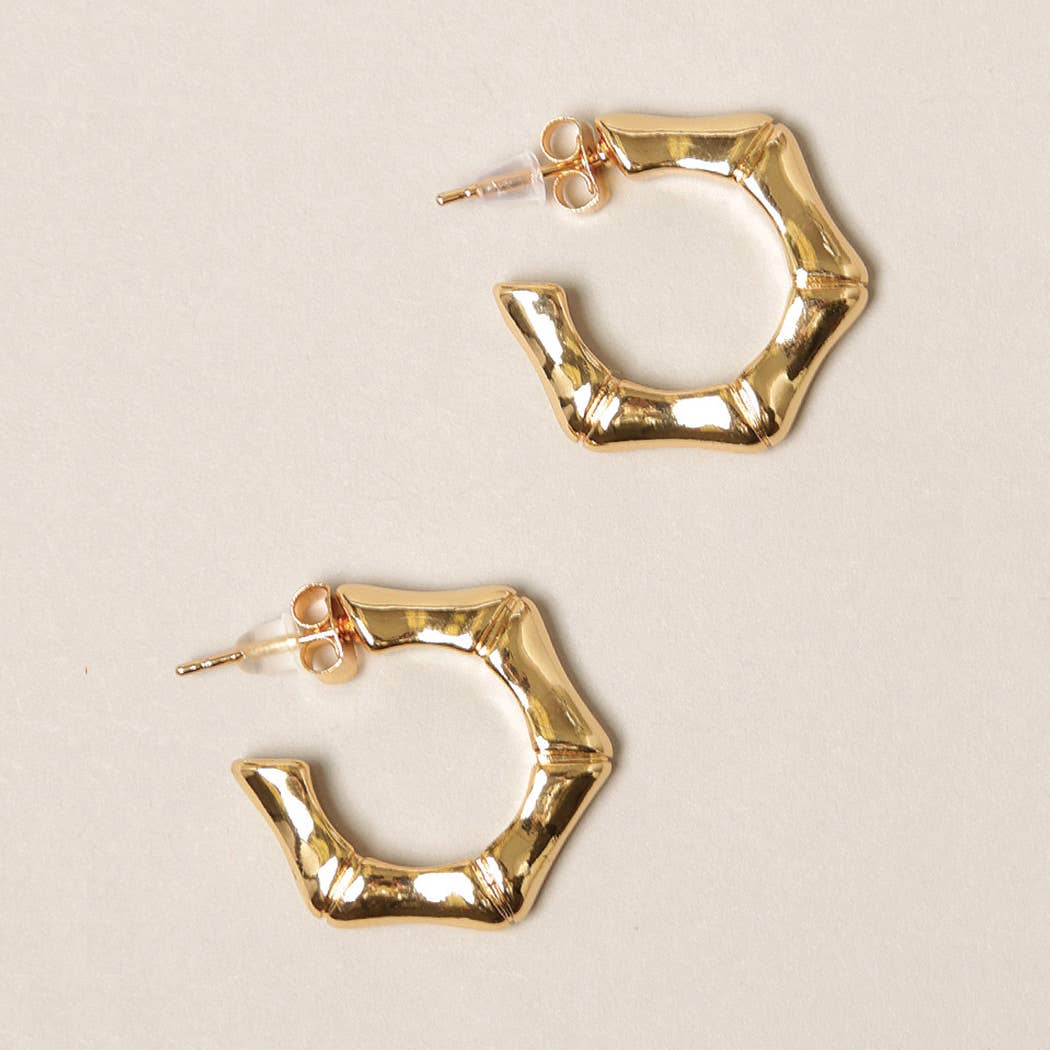 14K Gold Dipped Hexagon Hoop Earrings