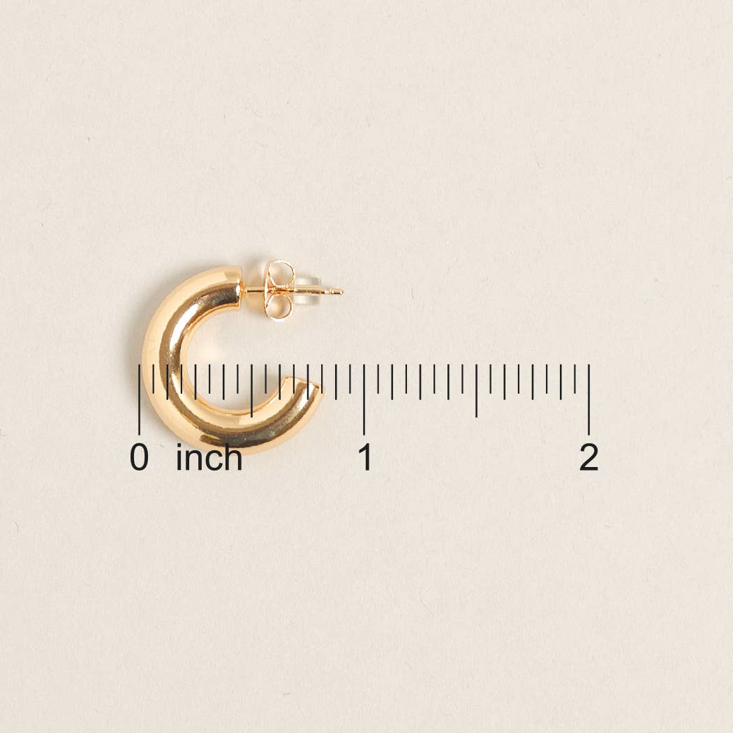 Small -14K Gold Dipped Post Hoop Earrings