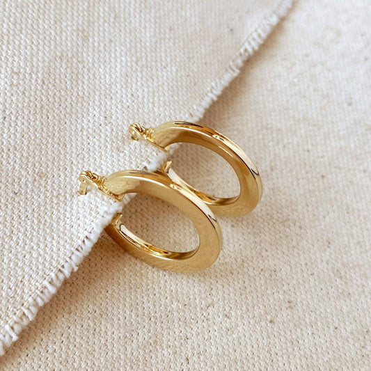 18k Gold Filled Flat Hoop Earrings - 25mm Diameter