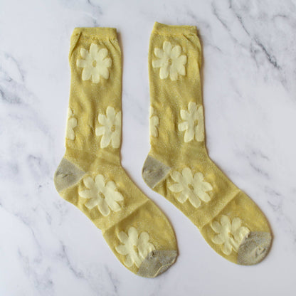 Vintage Glitter Flower Socks