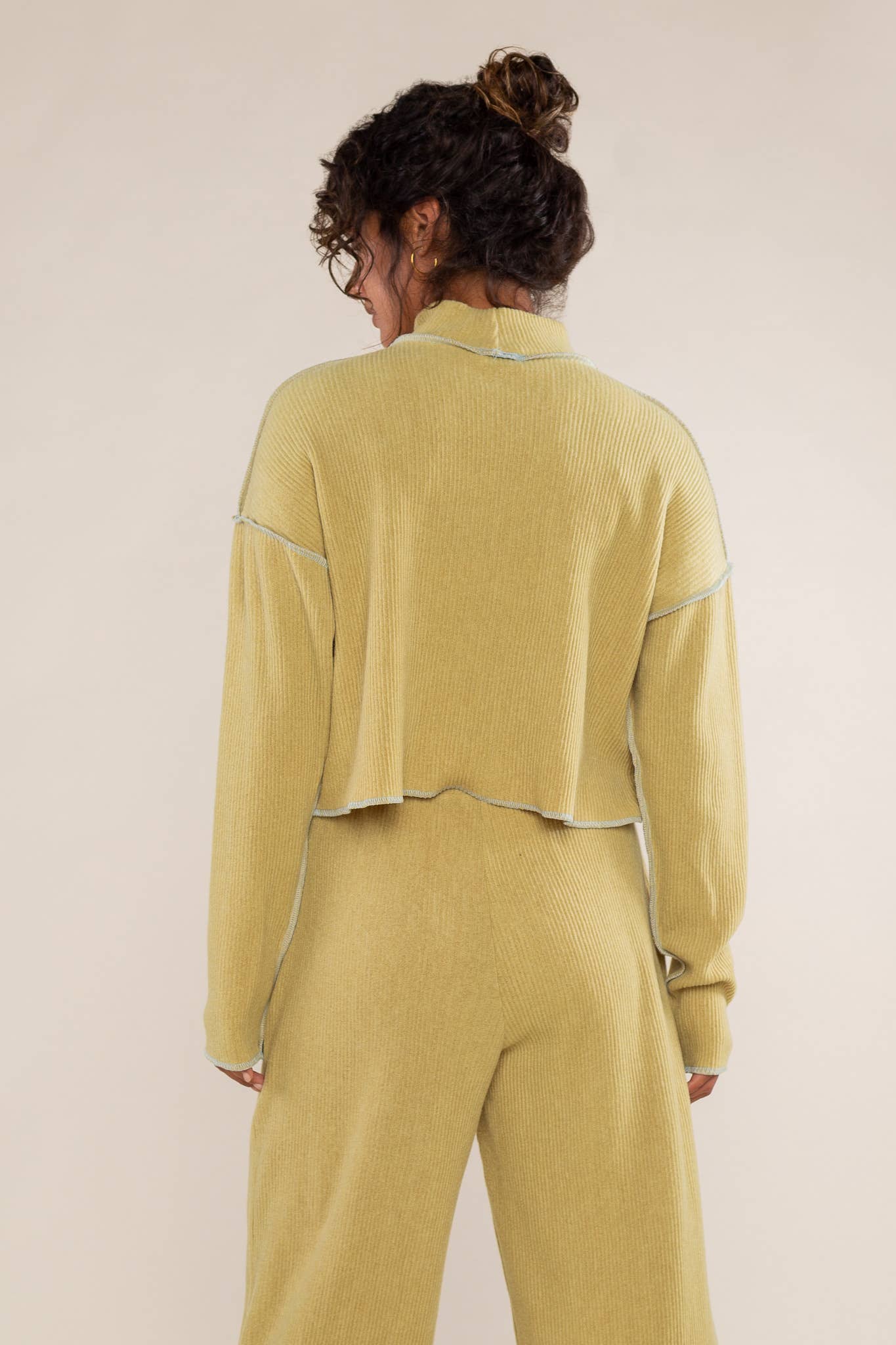 Acid Green Winnie Pleated Turtleneck Top