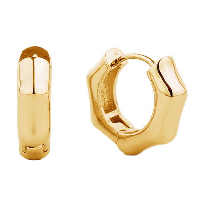 14K Gold-Dipped Wide Hexagon Huggie Earring