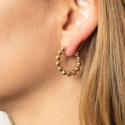 14K Gold-Dipped Ball Hoop Earring