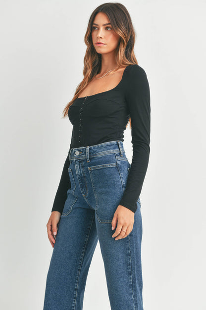 Denim High Rise Utility Wide Leg