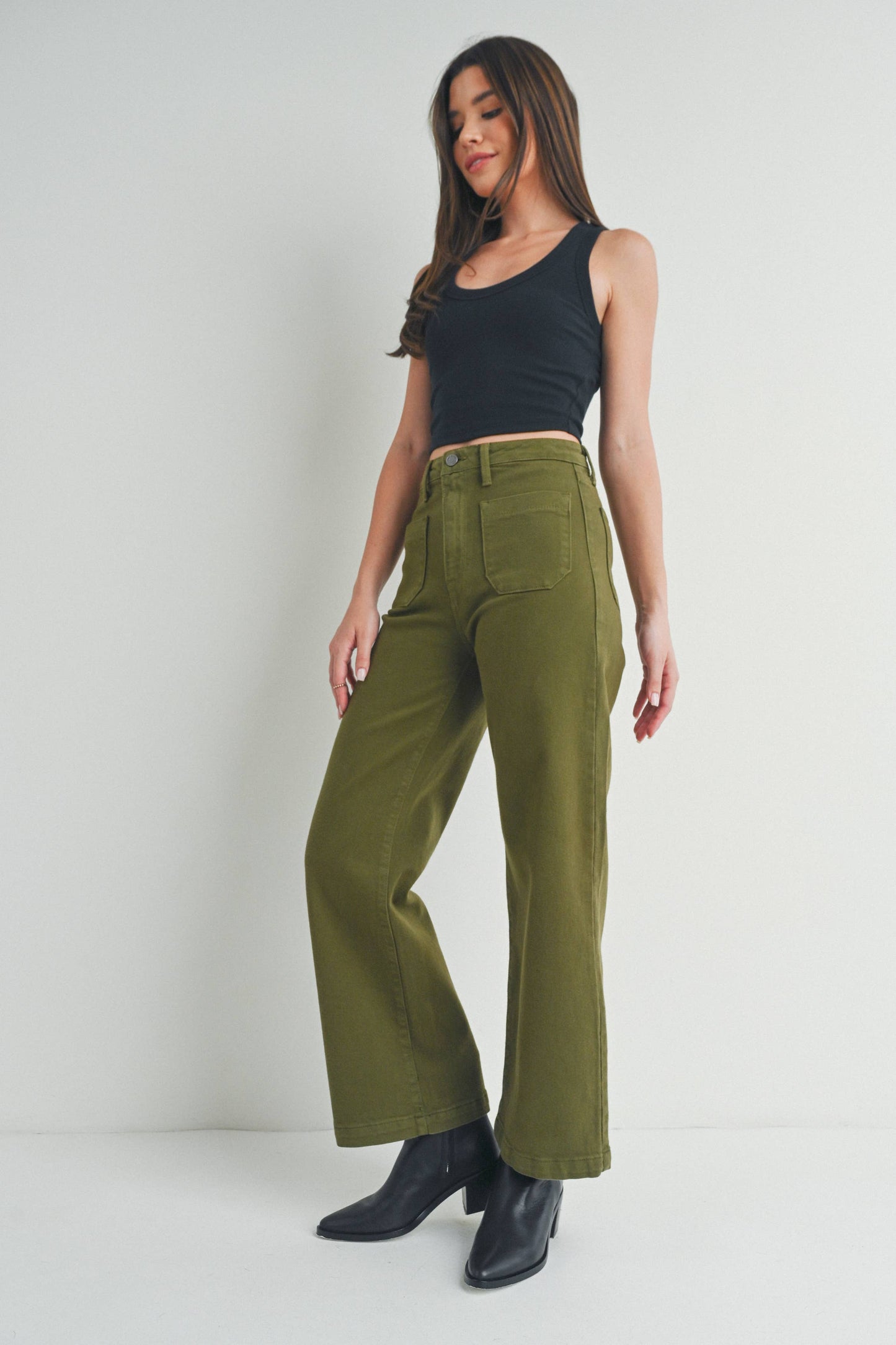 Patch Pocket Wide Leg Pants