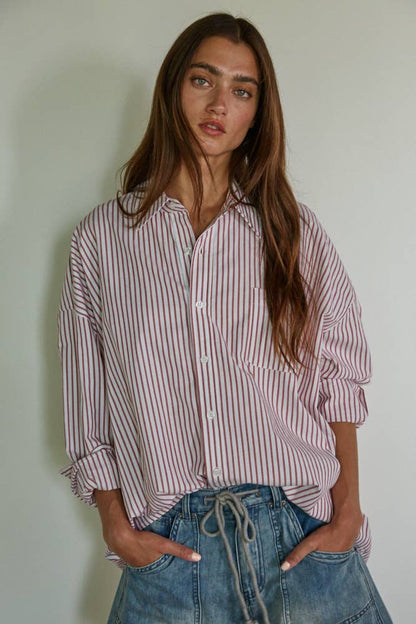 Van Ness Woven Cotton Striped Button Down