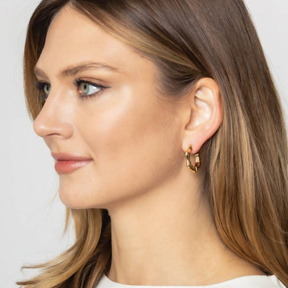 14K Gold Dipped Hexagon Hoop Earrings