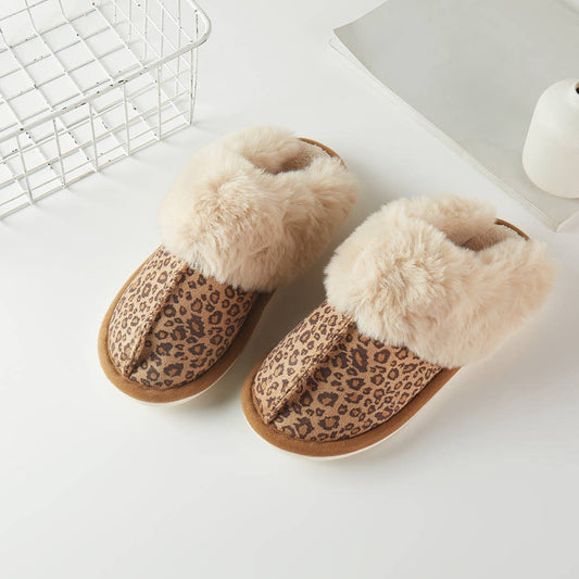 Leopard Print Suede Slippers