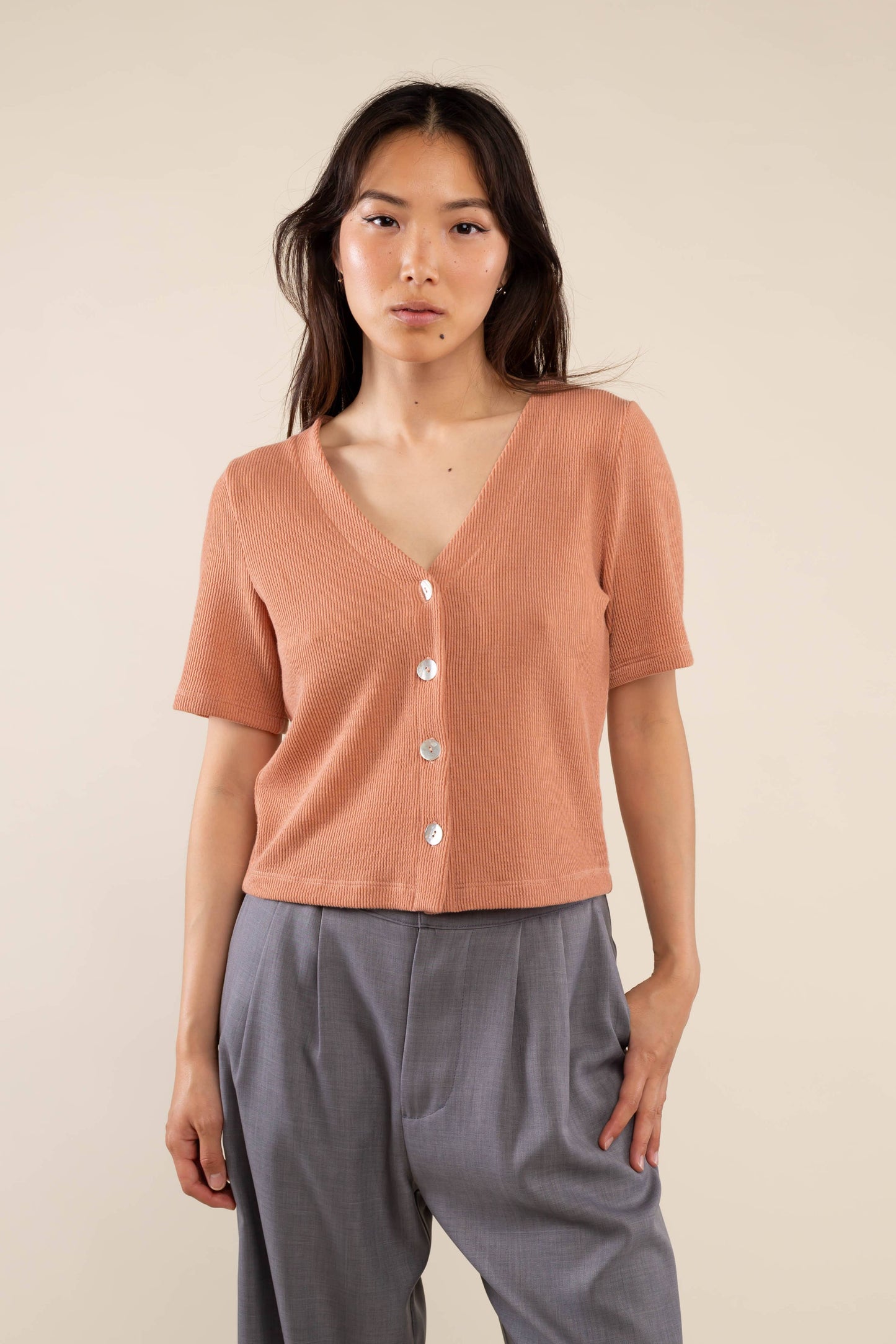 Jessa Button-Front Top