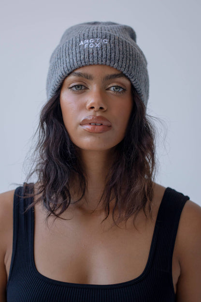 The Embroidered Beanie - Harbour Grey