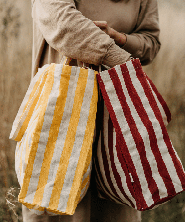 OMOM Striped Tote Bag - Black