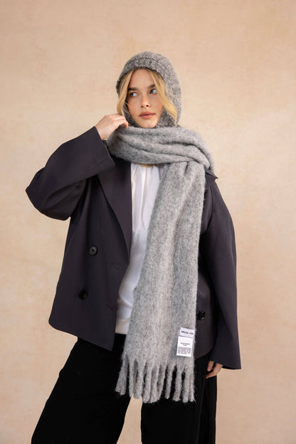 The Reykjavik Scarf with RWS Wool - Grey - AW24