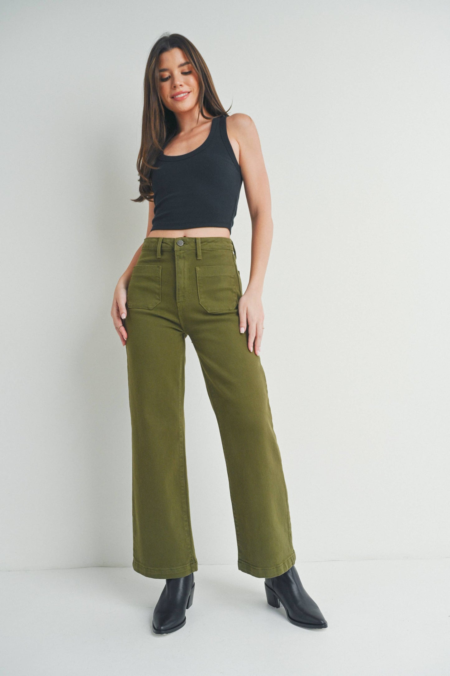 Patch Pocket Wide Leg Pants