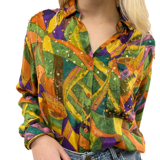 90s Silk Party Shirt